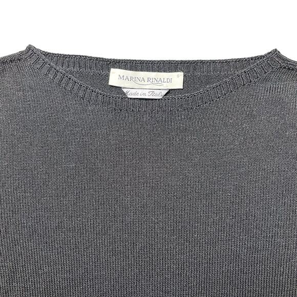 Marina Rinaldi Knit Sweater Dress Side Slits Black Minimalist Italy - Size Small - Picture 4 of 9